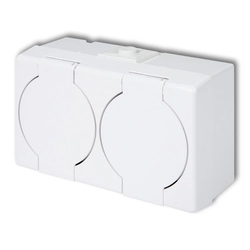 Double socket with ground 2x (2P + Z) (white flap)