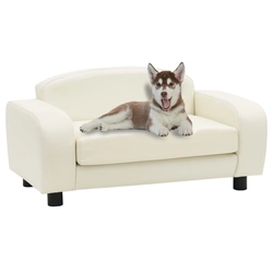 Dog sofa, cream, 80x50x40 cm, imitation leather