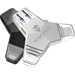 Viking USB Flash Drive 3.0 4in1 with Lightning / Micro USB / USB / USB-C terminal, 128 GB, black