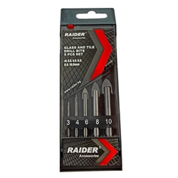 Raider (accessory) glass and tile drill bits 5 pcs.A set of drills Ř3, 4, 6, 8 and 10 mm