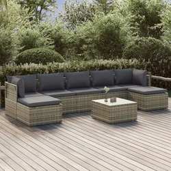 8 Stoves Patio Lounge Set con cuscini Polyrattan grigio