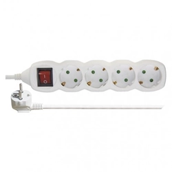 Extension cable 5 m / 4 sockets / with switch / white / PVC / 1.5 mm2