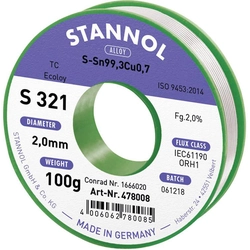 Lead-free solder tin Stannol S321 2.0% 2.0MM SN99.3CU0.7 CD 100G 631912