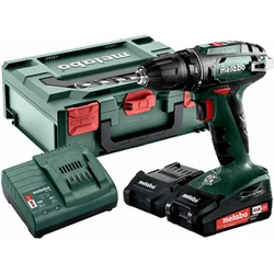 Metabo BS 18 cordless drill driver with chuck 18 V|24 Nm/48 Nm | Carbon brush |2 x 2 Ah battery + charger | in metaBOX