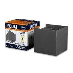 LEDOM® LED outdoor wall lamp 2x3W 4000K IP54 gray