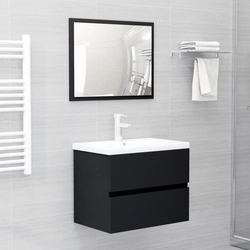 Lumarko 2-piece bathroom furniture set, black, chipboard