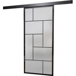 SLIDING DOORS 850X2100 SATIN BLACK ALUMINUM (TETRIS)