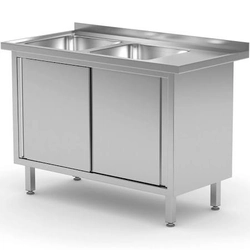 A table with a two-chamber sink, a cabinet with a sliding door 1800x600x850mm