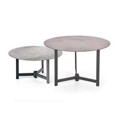 HALMAR Twins round coffee table (2 pcs) brown-gray / black