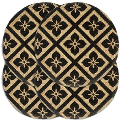 Table mats, 4 pcs, black, 38 cm, round, burlap