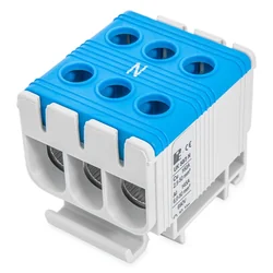 Connection terminal clamp 1 blue pole Cu-Al 6x50mm²​​​​​​​ mounting on DIN rail 35mm 145A (Al) 160A ( Cu)