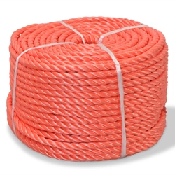 Twisted rope, orange, 250m, polypropylene, 14mm
