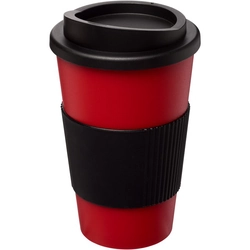 350 ml heat-insulated mug with Americano® handle - Black / Red with icing effect