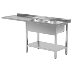 Nerezový stůl se 2 dřezy + místo pro myčku 160x70x85 | Polgast
