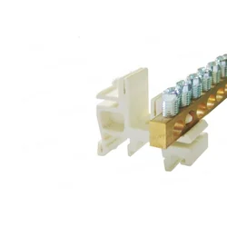 Set of 10 pieces of plastic support for the grounding connection bar with clamp on the DIN rail