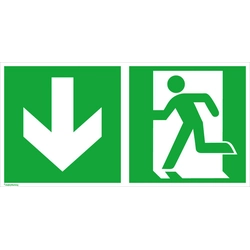 Escape sign foil B300xH150 mm Emergency exit left with downwards photoluminescent