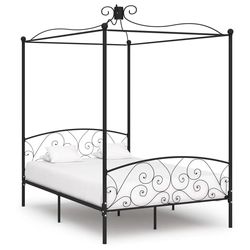Canopy bed frame, black, metal, 120 x 200 cm