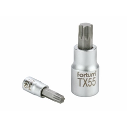 TORX socket head, 1/4 ", TX 27, L 37mm, CrV / S2 FORTUM
