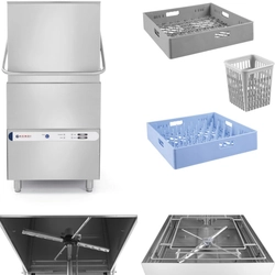 Hood type dishwasher for dishes fast and economical basket 50x50cm 400V