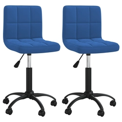 Swivel table chairs, 2 pcs, blue, velvet