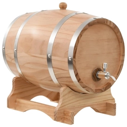Wine barrel with tap, solid pine wood, 12 liters