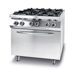 Gas cooker 4 burners with an electric convection oven GN1/1 Kitchen Line - Hendi 225882