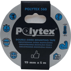 Polytex tape 560 double-sided white assembly,19 mmx 1,1 mmx 5 m