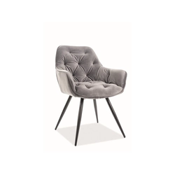 CHERRY VELVET chair set 4 pcs gray velvet with elegant quilting ☞ BUY NOW - GET A DISCOUNT