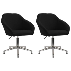 Swivel table chairs, 2 pcs, black, upholstered in fabric