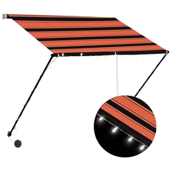 Roller awning with LED, 100x150 cm, orange-brown