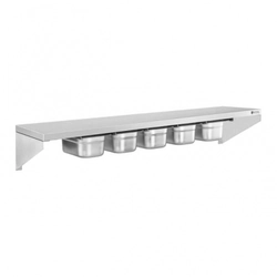 Stainless steel shelf 120 cm on consoles + 5 x GN 1/4
