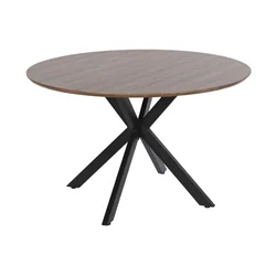 Home ESPRIT Dining Tables Brown Black Iron Wood MDF 120 x 120 x 75 cm