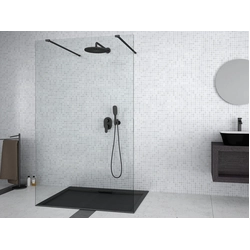 Besco Aveo Due Black Walk-In shower wall 130x195 cm - additional 5% DISCOUNT with code BESCO5