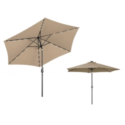 Hexagonal garden umbrella 300 cm with lighting, tilting, beige