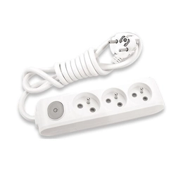 Portable extension cord 3-krotny with grounding, switch and contact shutters 3M, color PANASONIC WHITE