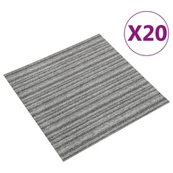 Carpet floor tiles, 20 pieces, 5 m², 50x50 cm, gray stripes