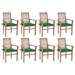 Table chairs with green cushions,8 pcs, teak wood