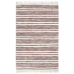 Hand made Chindi carpet 160x230cm, cotton, burgundy and white