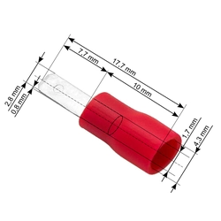 Insulated flat male connector 2,8/0,8 100 Pcs