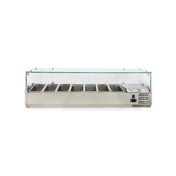 Ingredients refrigerated display case, stainless steel with glass, 7xGN1 / 4, 1500x330x435 mm