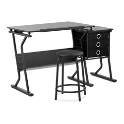 Stůl na kreslení 90 x 60 cm, černý + taburet