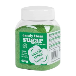 Colorful sugar for cotton candy, green apple flavor 400g