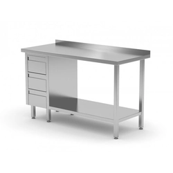 Wall table, cabinet with three drawers and shelf - drawers on the left side 900 x 700 x 850 mm POLGAST 125097-3-L 125097-3-L