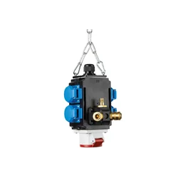 Suspended energy distributor 1 three-phase socket 400V 5 poly 16A IP44 and with 4 schuko single-phase sockets 16A IP44 with compressed air connection