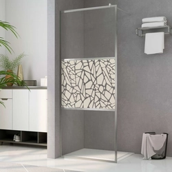 Shower screen, ESG glass, stone pattern, 90 x 195 cm
