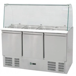 Salad refrigerated table with glass extension 392 l + 2 / + 8 ° C 1365x700x1300