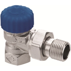 Thermostatic valve DN20 nickel plated, very low resistance, blue cap, kvs 3,60, angular