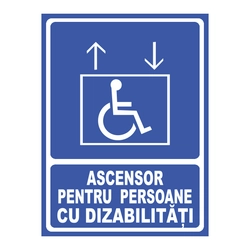 PVC sign - Elevator for the disabled, 20x26 cm