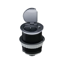 Solight USB recessed socket with lid, 1 socket, plastic, length 1.5m, 3x 1mm2, USB 2100mA, silver, PP122