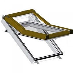 Skladova-okna Premium plastic roof window - color white brown plating, 55cm x 78cm